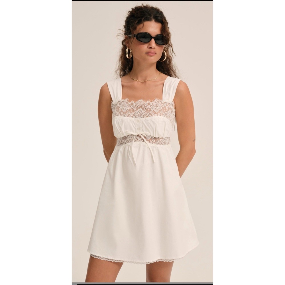 NWT For Love and Lemons Marion Mini Dress White XS Retails $250